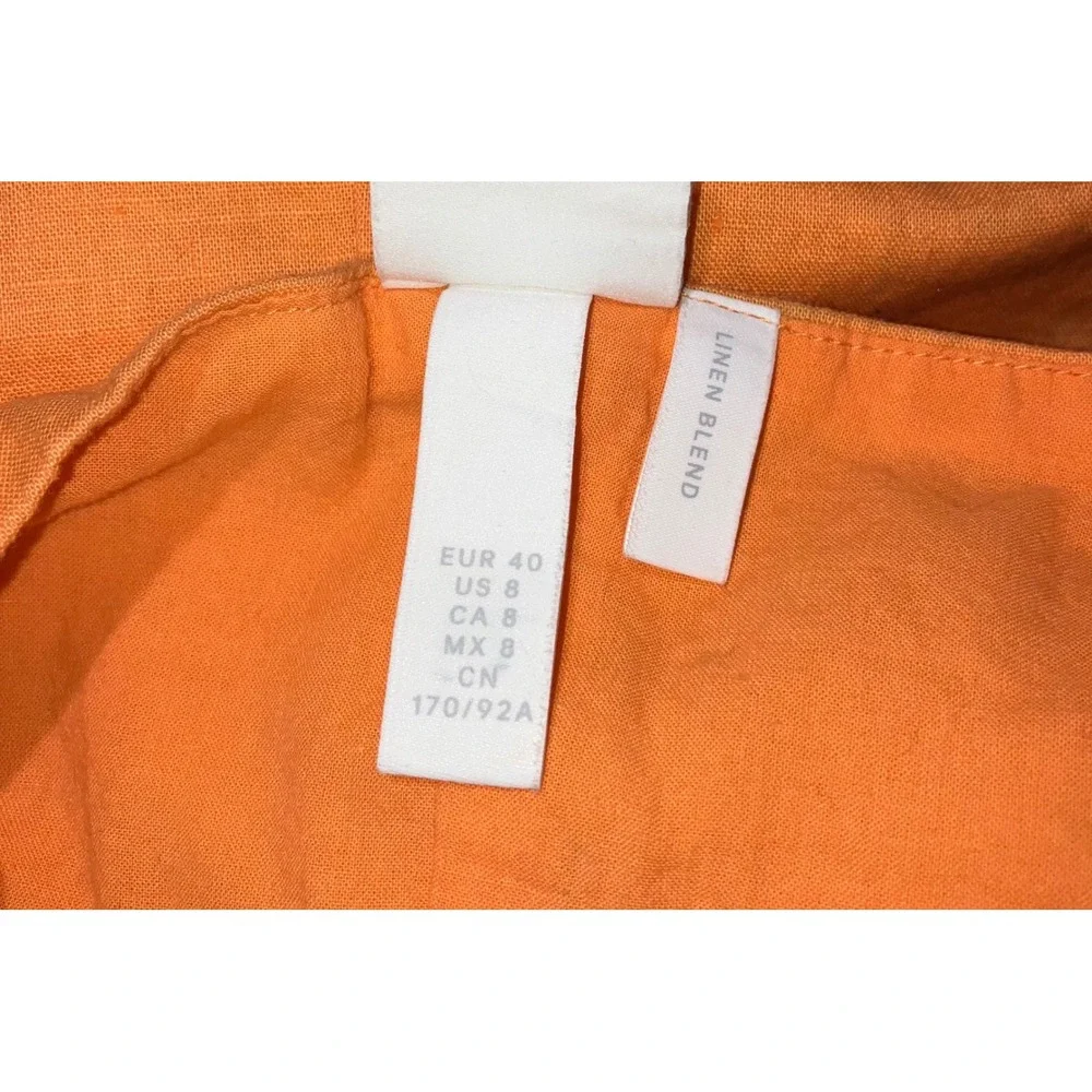 Chic‎ Mini Dress 8 Orange Linen Cotton Lightweight Lined Vibrant Boho Festival